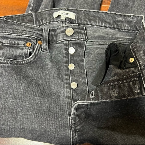 RE/DONE Revolve Denim High Rise Stove Pipe Faded Black Raw Hem Size 28 Redone - Picture 9 of 14